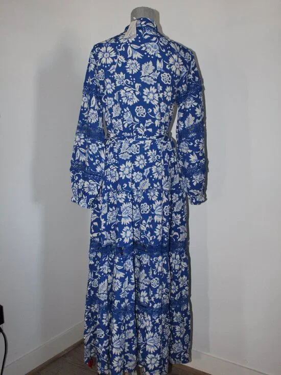 NWT MISS JUNE Paris Long Morgane Collared Belted Dress One Size - Picture 7 of 8